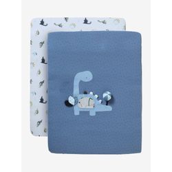 2er-Pack Krabbelbox-Bezüge blau/blau kleiner dino von vertbaudet unisex Blau/Hellblau one size