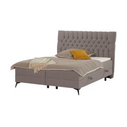 Höffner Polsterbett mit Bettkasten Worcestershire ¦ braun ¦ Maße (cm): B: 140 H: 120 T: 210