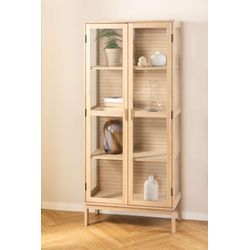 Actona Group  Natur Stauraumschrank "Linley Vitrine Mehrzweckschrank" Eichenfurnier/Eiche Lamellenrücken 3 Einlegeböden 2 Glastüren von Baur - Image 4