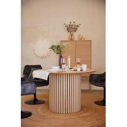 Actona Group  Weiß Pigmentiert Eiche Esstisch "Linley Tisch Wohnzimmertisch Säulengestell" Rund Eichenfurnier Geölt Lamellenfront Ø: 120 Cm von Baur - Image 5
