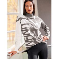 Grau-Ecru-Gemustert Jacquardpullover - Bild 2