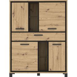 Möbel Boss Braun Highboard Trondheim 161 X 120,4 X 41,5 Cm Artisan-Eiche-Dekor/Schwarz Eiche-Dekor - Image 3