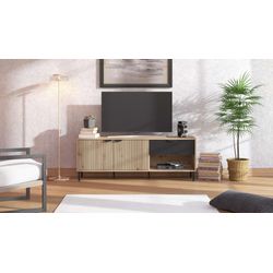 Home Affaire Artisan Eiche Lowboard "Mayenne Tv-Lowboard Breite 150 Cm Tv-Schrank Tv-Ständer" Tv-Kommode Mit Dekorativen Schwarzen Streifen In von Baur - Image 3