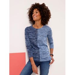 Sheego Damen Marine-Eisblau-Meliert Langarm-Pullover - Bild 4