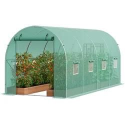 VEVOR begehbares Tunnel-Gewächshaus, 4,4 x 1,9 x 1,9 m, Foliengewächshaus-Tunnel, Pflanzen-Gewächshaus mit verzinktem Stahlrahmen, grüner PE-Abdeck...