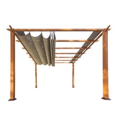 Paragon Outdoor Aluminium Pergola / Pavillon 'Florida' Mit Ausziehbarem Sonnensegel, Holzoptik, 350 X 350 X 235 Cm (L X B X H) 701762791068 - Image 5