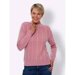 Damen Langarm-Pullover mit Zopfmuster im Vorderteil altrosa, Größe 48 - Bild 3