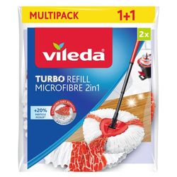 Vileda  Weiß Rot Wischbezug "Vileda Turbo Refill Microfibre 2In1 Ersatzkopf Doppelpack" (Mikrofaser 27 Cm 2 Stk. Tlg. Ersatzkopf Mit Dreiecksform - Für Alle Oberflächen Geeignet von Baur - Image 6