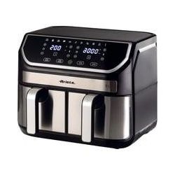 Ariete Heißluftfritteuse Dual Metal 9 L Edelstahl/Schwarz, 2.100 Watt, 2 Körbe Je 4,5 Liter