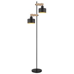 Globo Schwarz Stehleuchte Rielly Metall Gold 2-Flammig, Höhe 168Cm - Bild 5