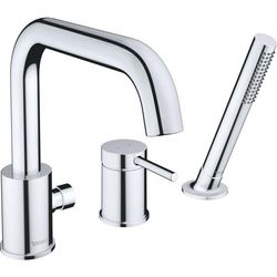 Duravit Silber Duscharmatur + Badewannenarmatur, Circle 3-Loch Wannenarmatur, Ausladung 215 Mm, Wannenrandmontage, Chrom, Ce5260000010 - Image 3