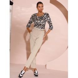 Beige-Schwarz-Bedruckt Druckbluse - Bild 3
