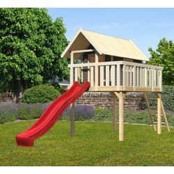 Akubi Steltzenhaus Fidel mit Satteldach inkl. Wellenrutsche terragrau rot - Image 3