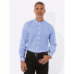 Herren Langarmhemd mit Kontrastpaspeln bleu, Größe 39/40 - Bild 4