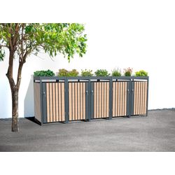 Westmann Anthrazit - Metall Mülltonnenbox Planta 5X240 L Mülltonnenbox Mit Pflanzdach 84X332x124 Cm - Image 2