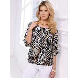 Elfenbein-Schwarz-Bedruckt Schlupf-Bluse - Bild 3