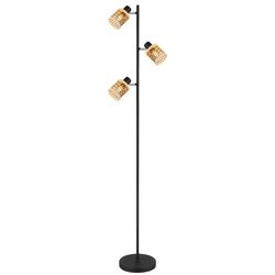 Schwarz Stehlampe Standleuchte Leselampe Matt Bambus Natur 3-Flammig H 154 Cm - Bild 4