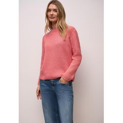 Street One Damen Orange Strickpullover Gr. 44, Rosa (Striking Coral), Web, 72% Polyester, 28% Baumwolle, Unifarben, Normal Normal, U-Boot-Ausschnitt, An... - Bild 3
