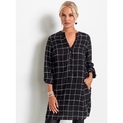 Sheego Damen Schwarz-Weiß-Kariert Langarm-Bluse - Bild 3