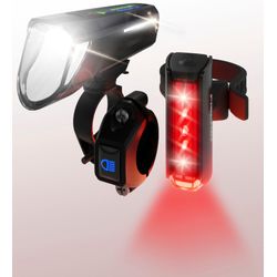 Fischer Fahrrad Schwarz Fahrradbeleuchtung "Led-Akku-Bel. Set Plus 100/180 Fernlicht + Twin Stop" von Baur - Image 3