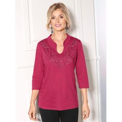 Damen 3/4-Arm-Shirt mit Glitzersteinchen rot, Größe 48 - Bild 3
