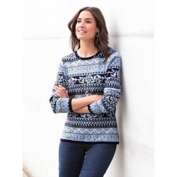 Marine-Bleu-Gemustert Jacquardpullover - Bild 4