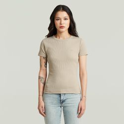G-Star Damen Beige T-Shirt Slim Rib - Bild 3