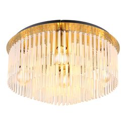 Gelb Deckenleuchte Deckenlampe Wohnzimmerlampe Metall Gold Glasstäbe D 25 Cm - Bild 4