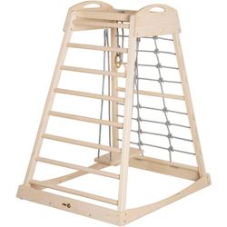 Roba Indoor Spielturm Aus Holz - Montessori Klettergerüst Mit Sprossen, Kletterseil - Geeignet Ab 24 Monaten - Mit Massivholzschaukel - Belastbar Bis 70 Kg - Natur / Grau - Image 4