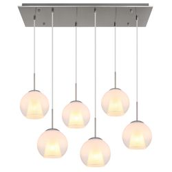 Hängeleuchte Esszimmerlampe Pendelleuchte 6-flammig Kristalle Glaskugeln Opal - Bild 4
