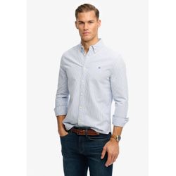 Superdry Herren Blau, Beige Für M4011100a Blaues, Gestreiftes Preppy-Oxford-Hemd (L), Lässig, Baumwolle, Langarm - Bild 4