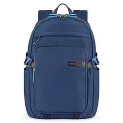 Piquadro Pq-Ry Laptoprucksack Für 15,6" Aus Stoff Und Leder Nachtblau