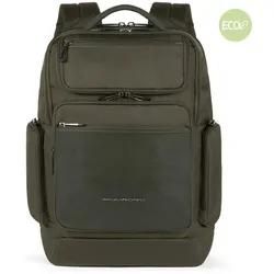 Piquadro Macbeth Fast-Check Laptoprucksack 15,6" Aus Leder Und Recyceltem Olivgrün