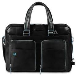 Piquadro Blue Square Erweiterbare Kurzgriff-Laptoptasche 15" Mit Ipad-Fach Schwarz