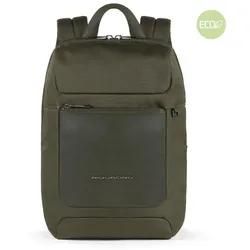 Piquadro Macbeth Kleiner Laptoprucksack Aus Leder Und Recyceltem Olivgrün