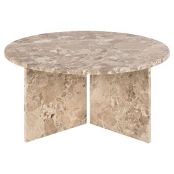 Actona Group Latte Braun Couchtisch "Vega" Couchtisch Und V-Förmig Gestell Matt Latte Lackiert Marmor Ø90x42 Cm von Baur - Bild 3