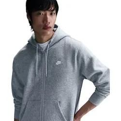 Nike Grey/White Club Fleece-Kapuzenjacke Herren 063 - Dk Heather/Lt Smoke L