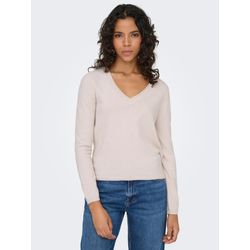 Only Damen Beige V-Ausschnitt Pulli Loyal - Bild 4