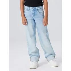 Name It Light Straight-Jeans "Nkfrose Straight Fold Jeans 4224-Az Noos", Mädchen, Gr. 134, N-Gr, Blau Denim, Denim/Jeans, Obermaterial: 99% Baumwol...