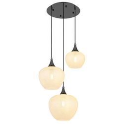 Schwarz Pendelleuchte Hängeleuchte Esszimmerlampe Glas 3 Flammig Chrom H 120 Cm - Bild 3