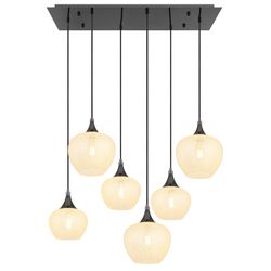 Schwarz Pendelleuchte Hängelampe Esszimmerleuchte 6 Flammig Glas -Matt L 86 Cm - Bild 4