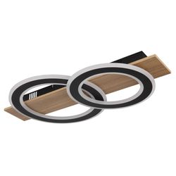 Dunkel/Schwarz Globo Lighting - Deckenleuchte Deckenlampe Wohnzimmerleuchte Holzlampe Ringe 2 Flammig Led L 63Cm - Bild 4