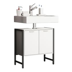 Vcm Nordic Edino Badezimmer-Waschtischunterschrank Mit 2 Türen - Melamin Weiß - Image 5