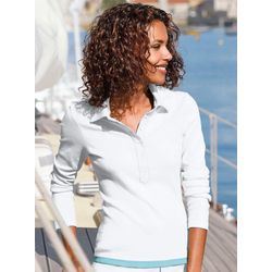 Sheego Damen Weiß Langarm-Poloshirt - Bild 3