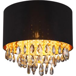 Schwarz Globo Lighting - Deckenleuchte Gold Deckenlampe Kristall Esstischlampe Wohnzimmerleuchte, Glaskristalle Kunststoff Metall Textil, 1X E27, Dxh 40 X 33 Cm - Bild 3