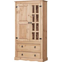 Möbilia Vitrine, BxHxL: 100 x 190 x 41 cm, Kiefernholz - braun - Image 3
