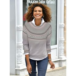 Grau-Meliert-Gemustert Norwegerpullover - Bild 3