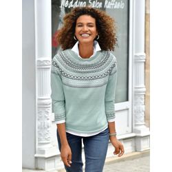 Sheego Damen Mint-Gemustert Norwegerpullover - Bild 3