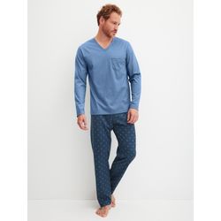 Calida Herren Blau Relax Imprint 2 Pyjama, Langfür Xl, Maskulin-Sportlicher Komfort - Bild 3