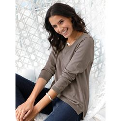 Damen V-Ausschnitt-Pullover mit Biesen vorne taupe, Größe 52 - Bild 4